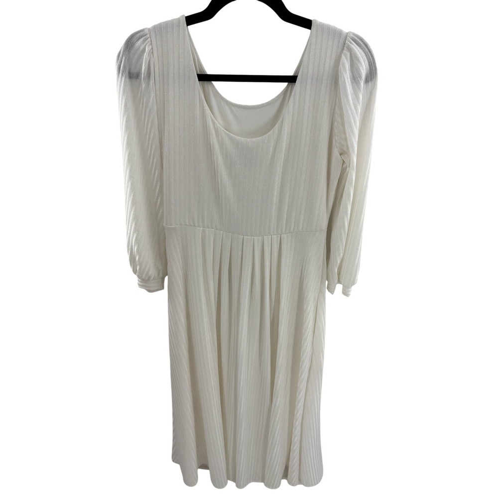 Tiffany Rose Bridal Ivory Textured Midi Dress Size 2 Long Sleeve Occasion
